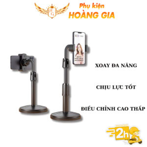 Giá Đỡ Điện Thoại Để Bàn Xoay 360 Độ, Dùng Để Xem Phim, Livestream, Học Bài - Pk Hoàng Gia[Kẹp Đế Tròn]