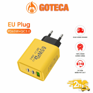 Củ Sạc Nhanh 3 Cổng PD 65W + QC 3.0 USB & Type-C – Chính Hãng Phụ Kiện GOTECA