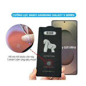 Cường lực Baiko Samsung S25 ultra S21 S21+ S22 S22+ S23 S23+ S24 S24+ S21Plus S22Plus S23Plus  có hỗ trợ mở khóa vân tay