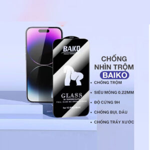 Cường lực Baiko chống nhìn trộm iPhone 15 pro 12Pro max 13pro max 11 Pro max 14 Pro max Xsmax 7Plus XR 14 Plus